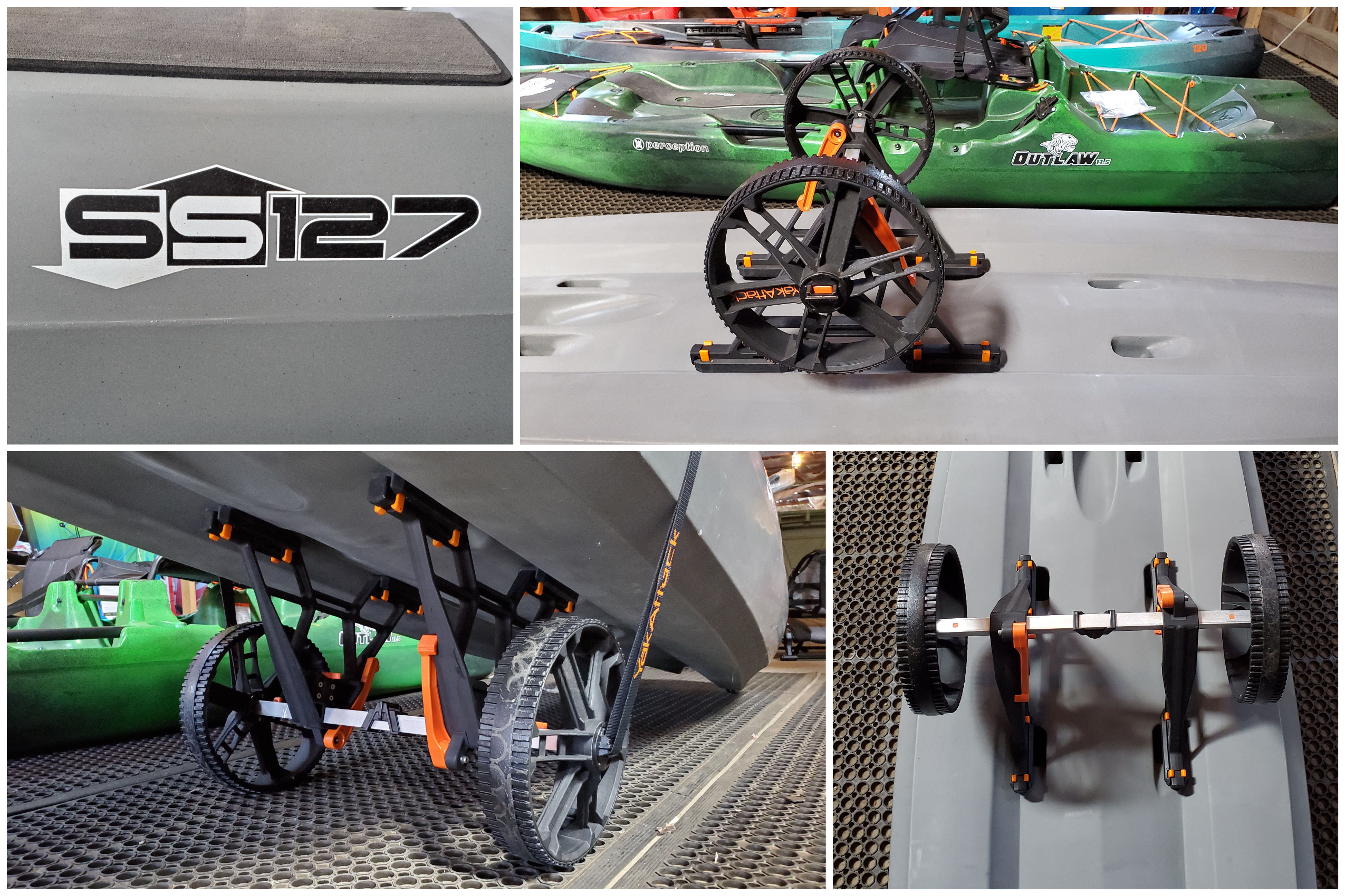 Bonafide SS127 with YakAttack TowNStow Bunkster Kayak Cart