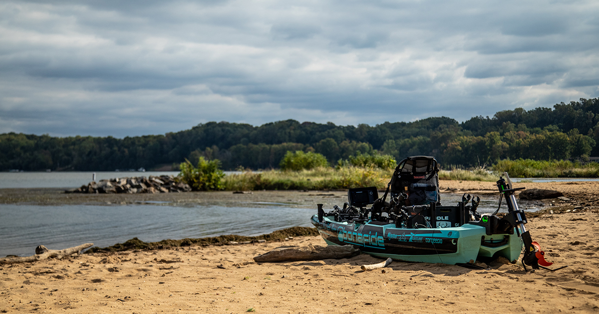 Bonafide Kayaks SS127 with Torqeedo motor and wrap