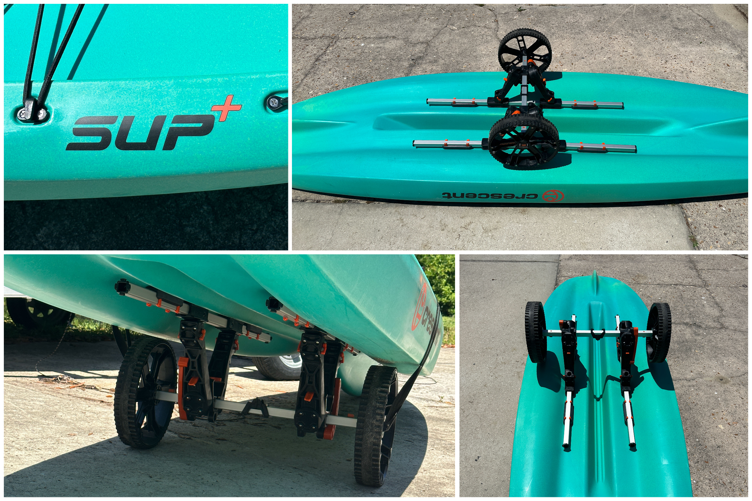 YakAttack kayak cart with the CRESCENT SUP+ rotomolded standup paddleboard