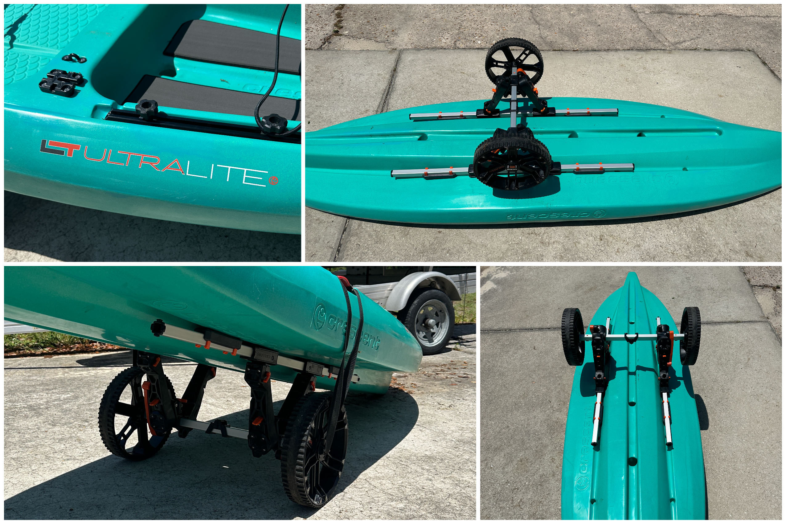 YakAttack kayak cart with the CRESCENT ultralite sit on top kayak