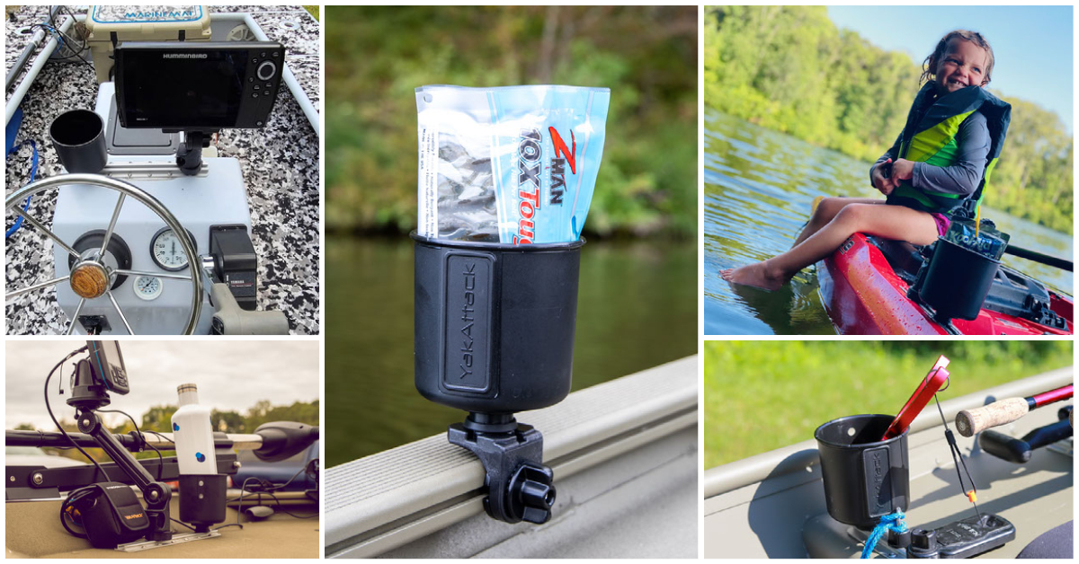 YakAttack track mounted cup holder for kayaks and boats with track