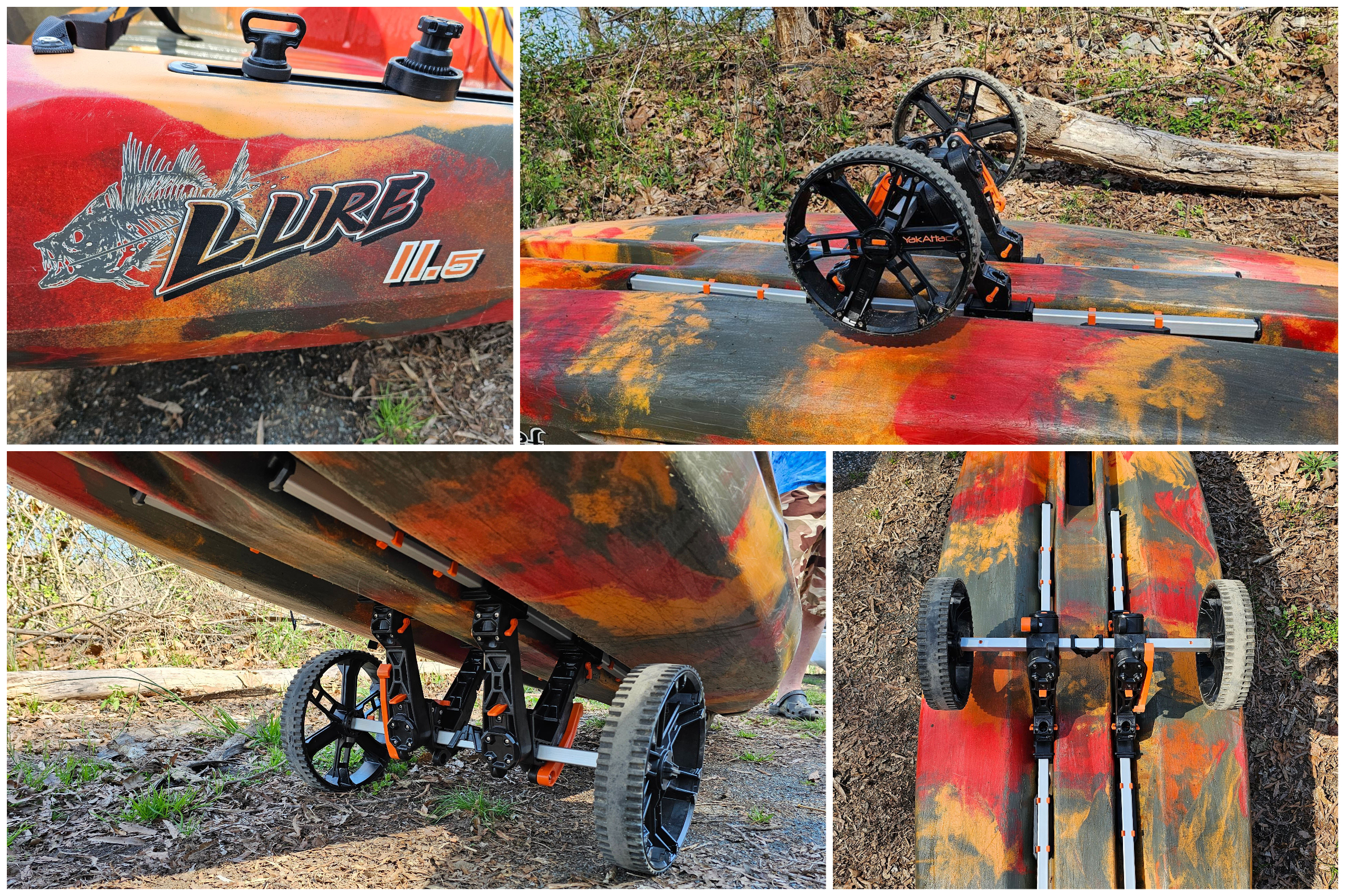 Feelfree Lure 11.5 with YakAttack TowNStow BarCart Kayak Cart