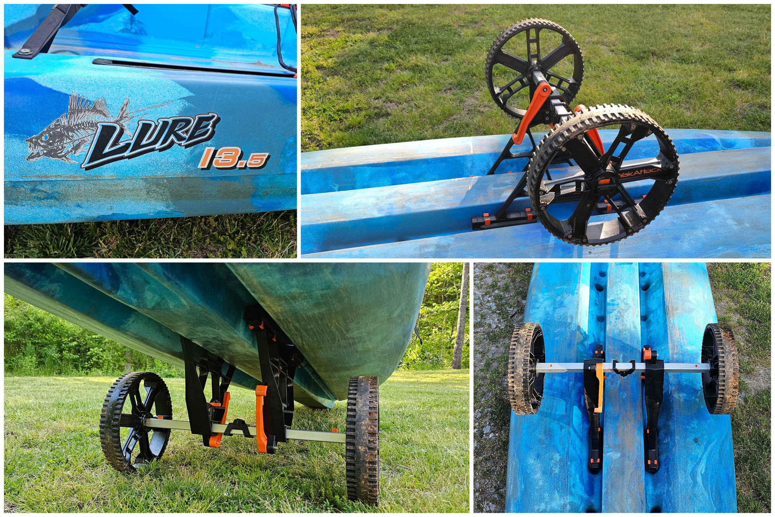 Feelfree Lure 13.5 with YakAttack TowNStow Bunkster Kayak Cart