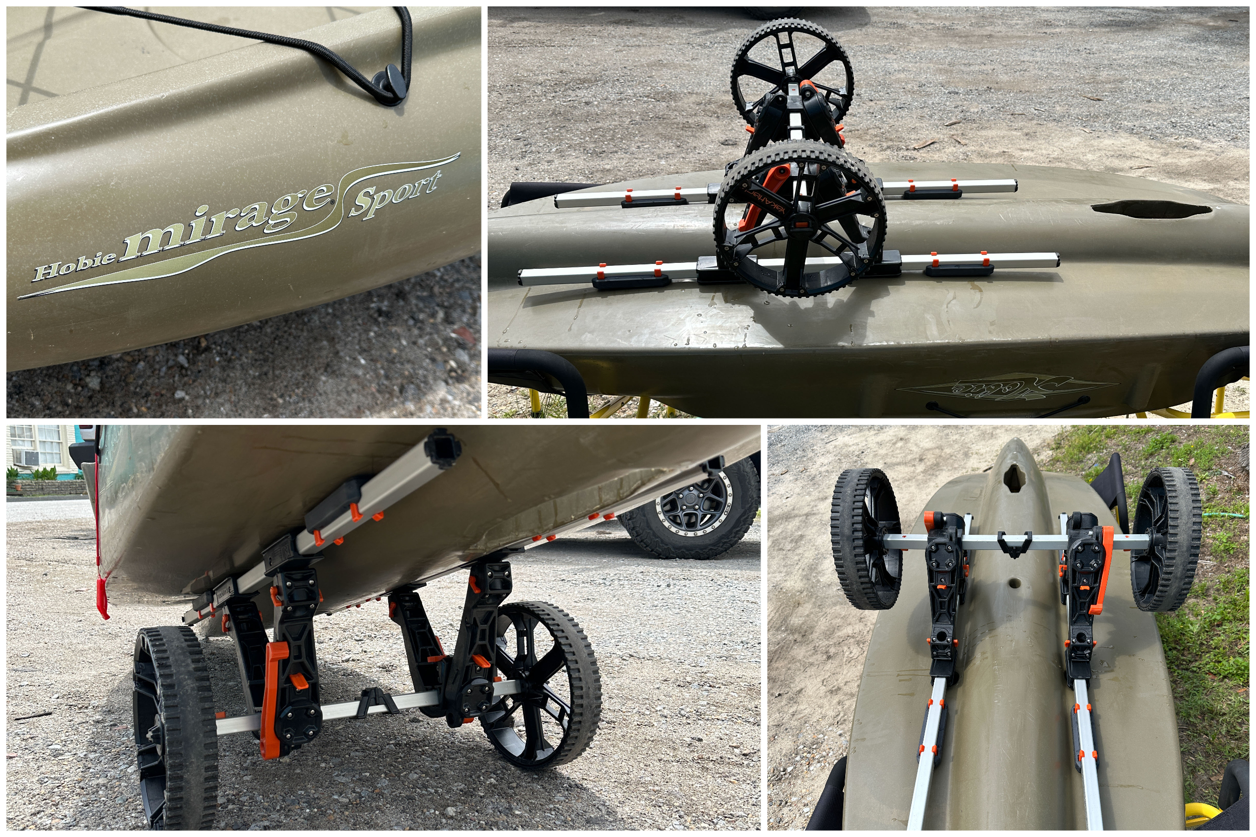 YakAttack kayak trolley with Hobie MIRAGE SPORT KAYAK