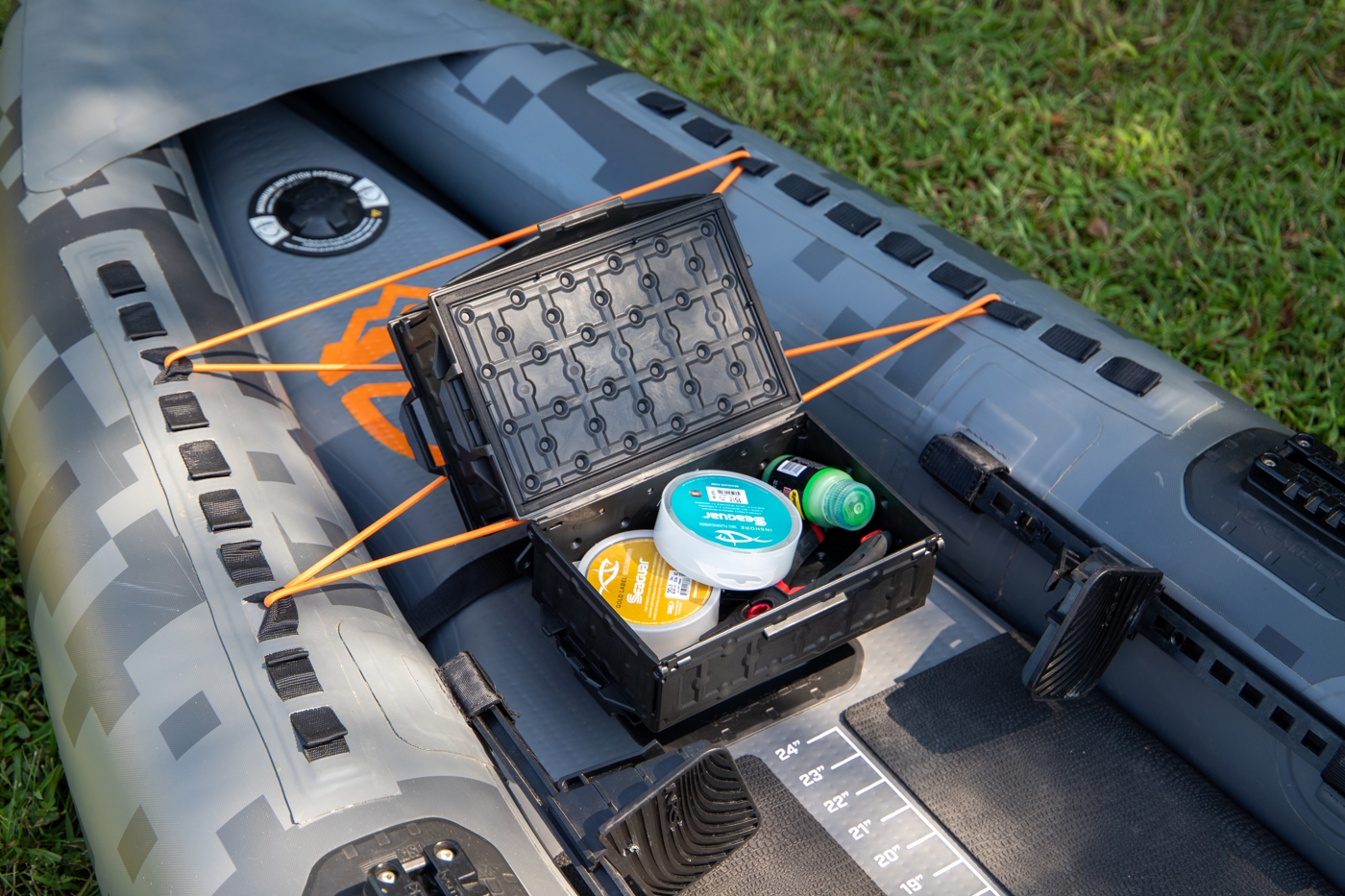 Accessing the bottom storage box is easy with the YakAttack tracpak storage box