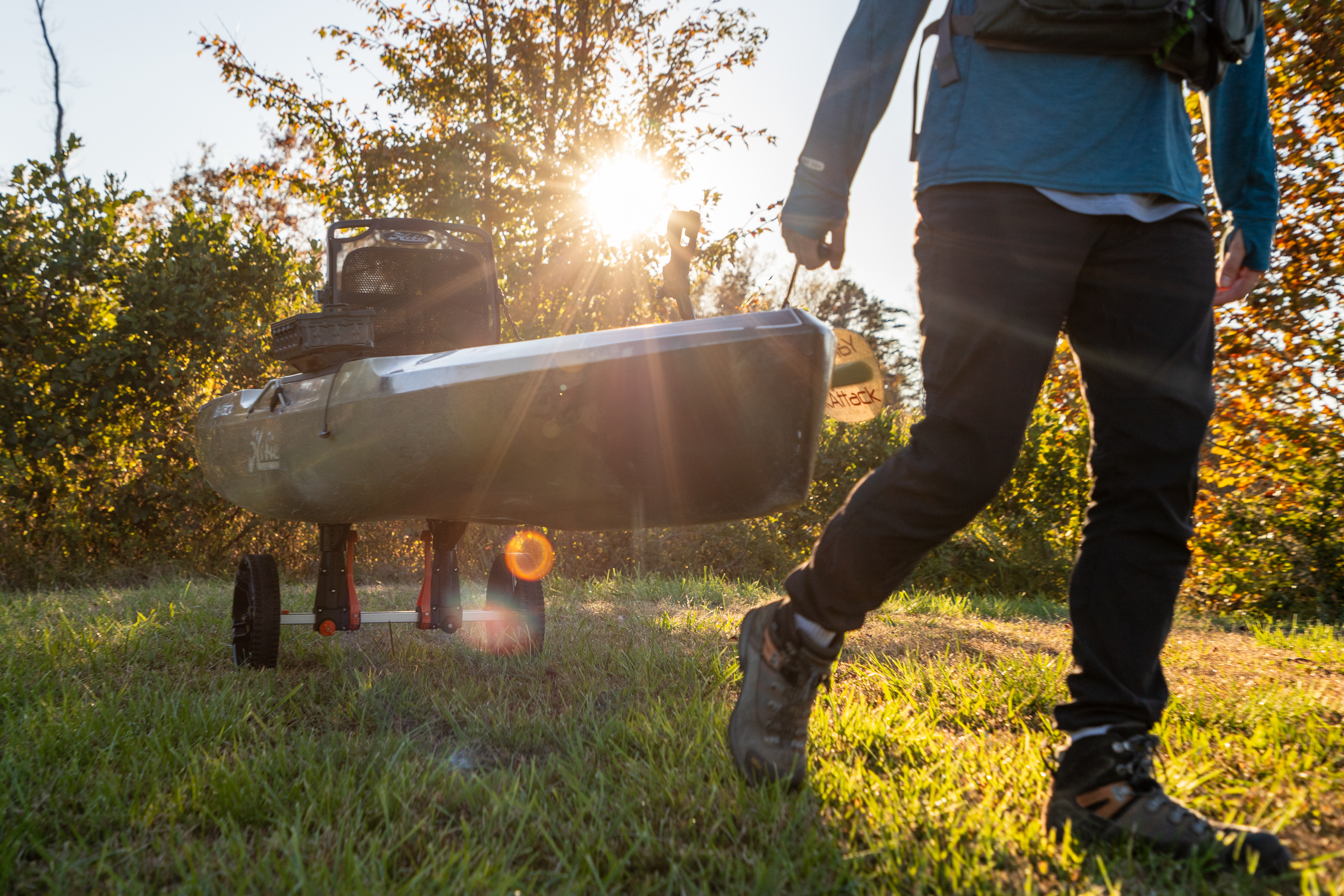 Hobie Outback with YakAttack scupper kayak cart