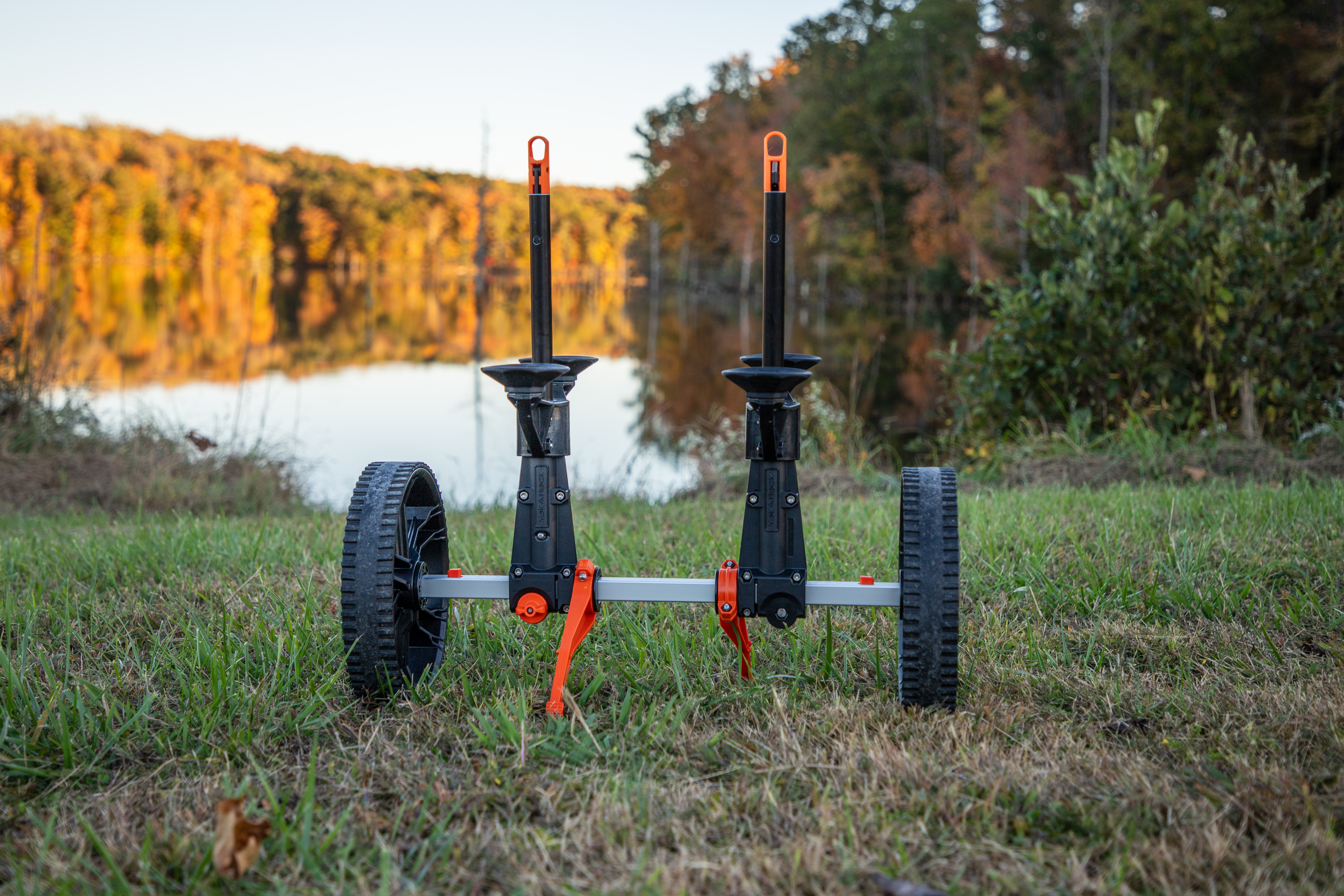 Dual kickstand on the yakattack scupper kayak cart