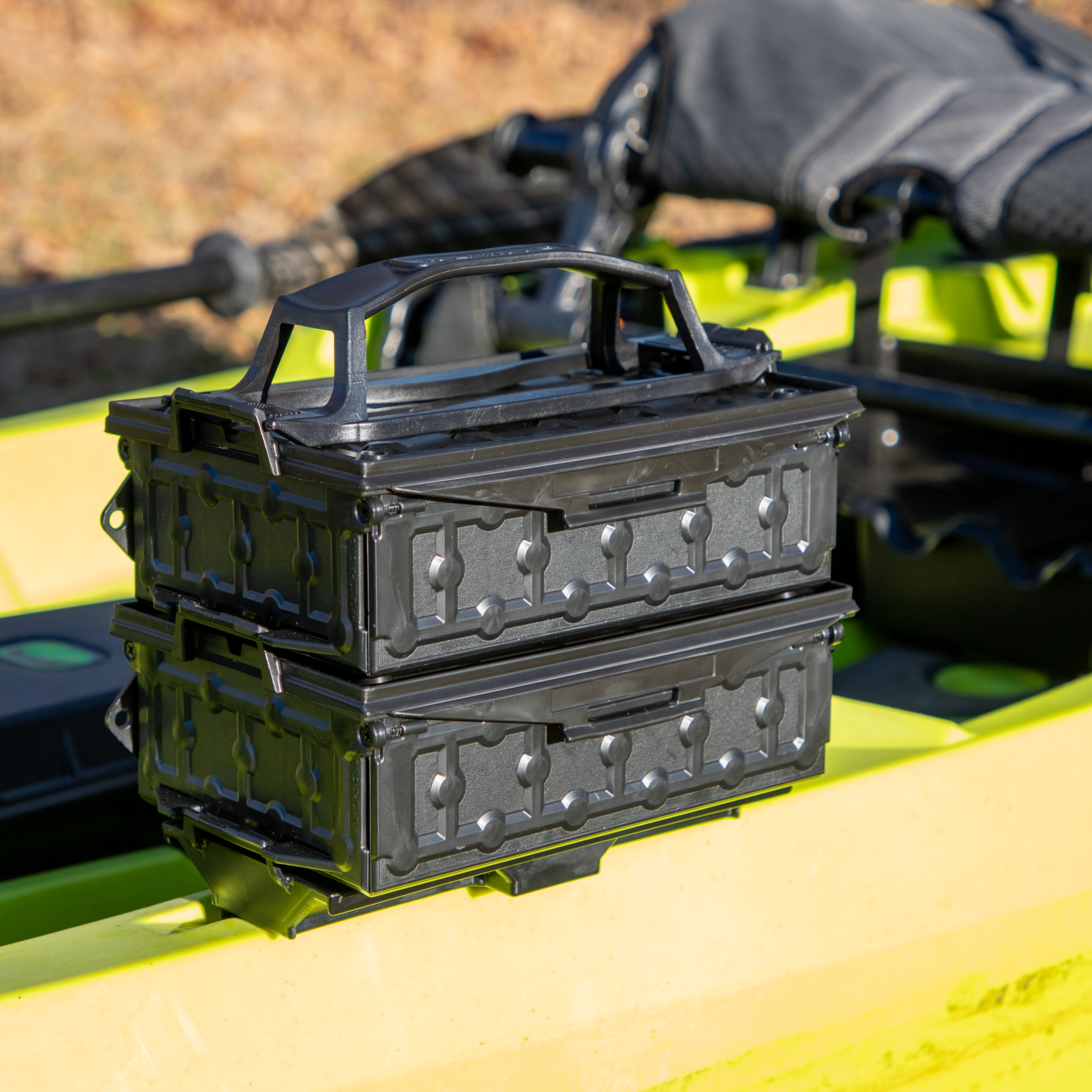 YakAttack Fully Loaded TracPak Combo Kit mounted on a kayak