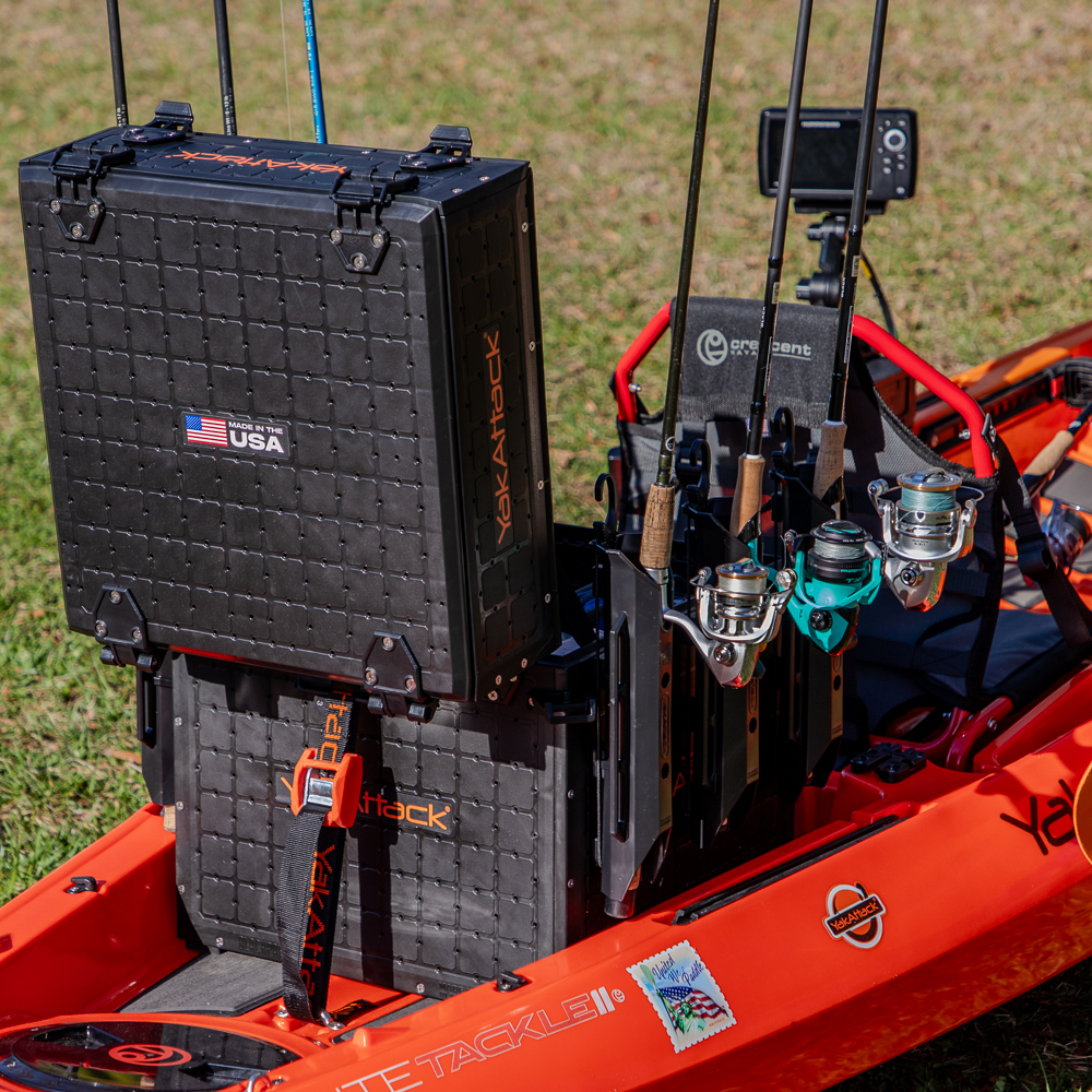 YakAttack ShortStak Kayak fishing crate update kit with 16x16 blackpak pro