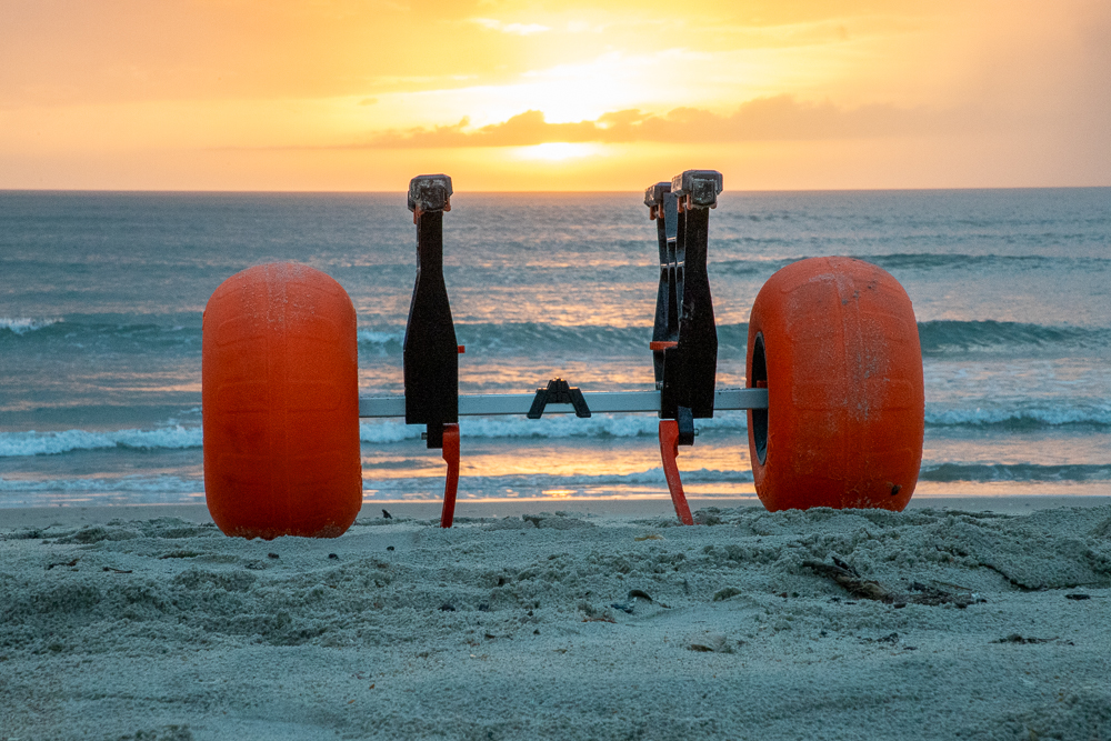 YakAttack sand tires for TowNStow kayak carts for use at the beach in soft sand