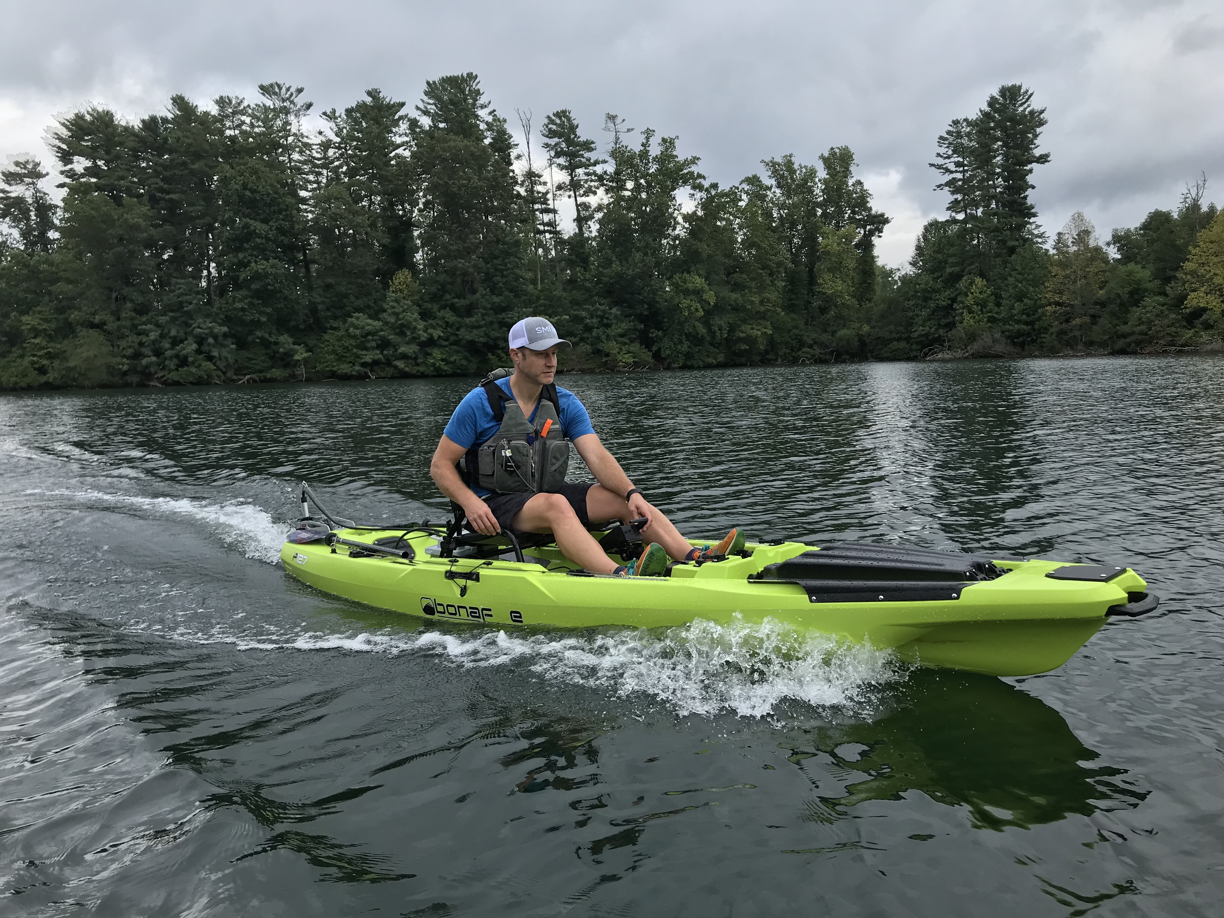 Torqeedo testing the new Bonafide Kayaks P127 fishing kayak with Hans Nutz 