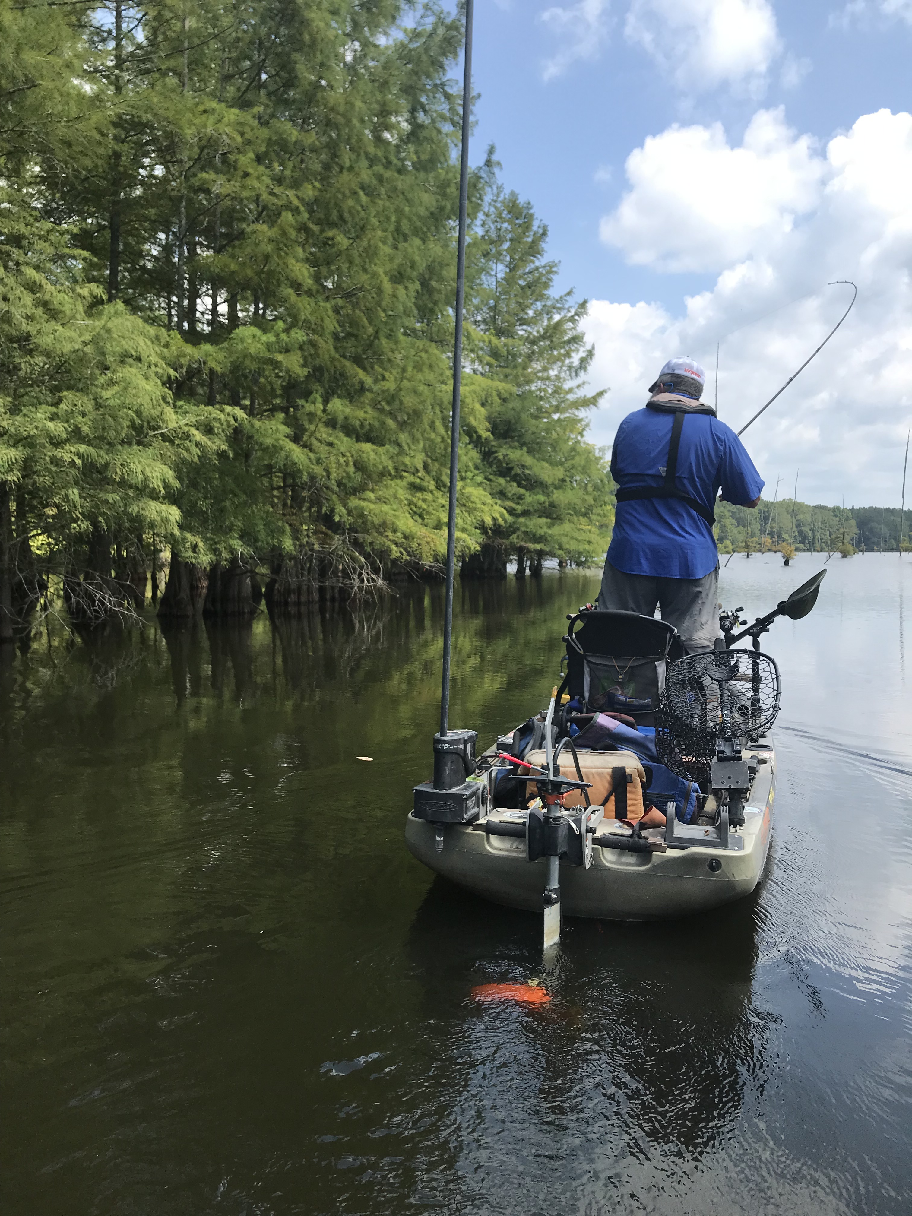 Brad Case kayak bass fishing in his Native Titan fishing kayak