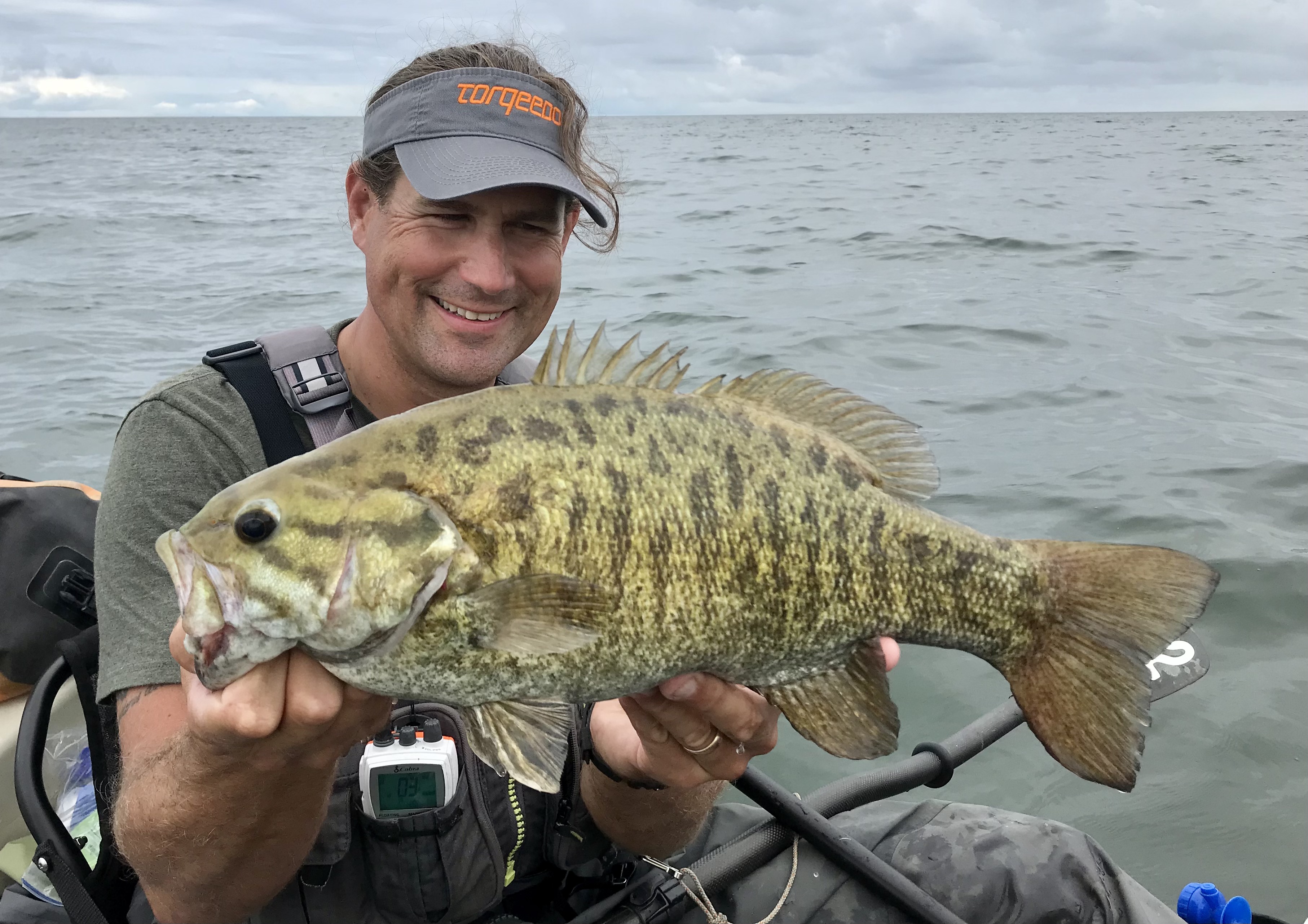 Big Great Lakes Smallmouth Bass caught from the kayak