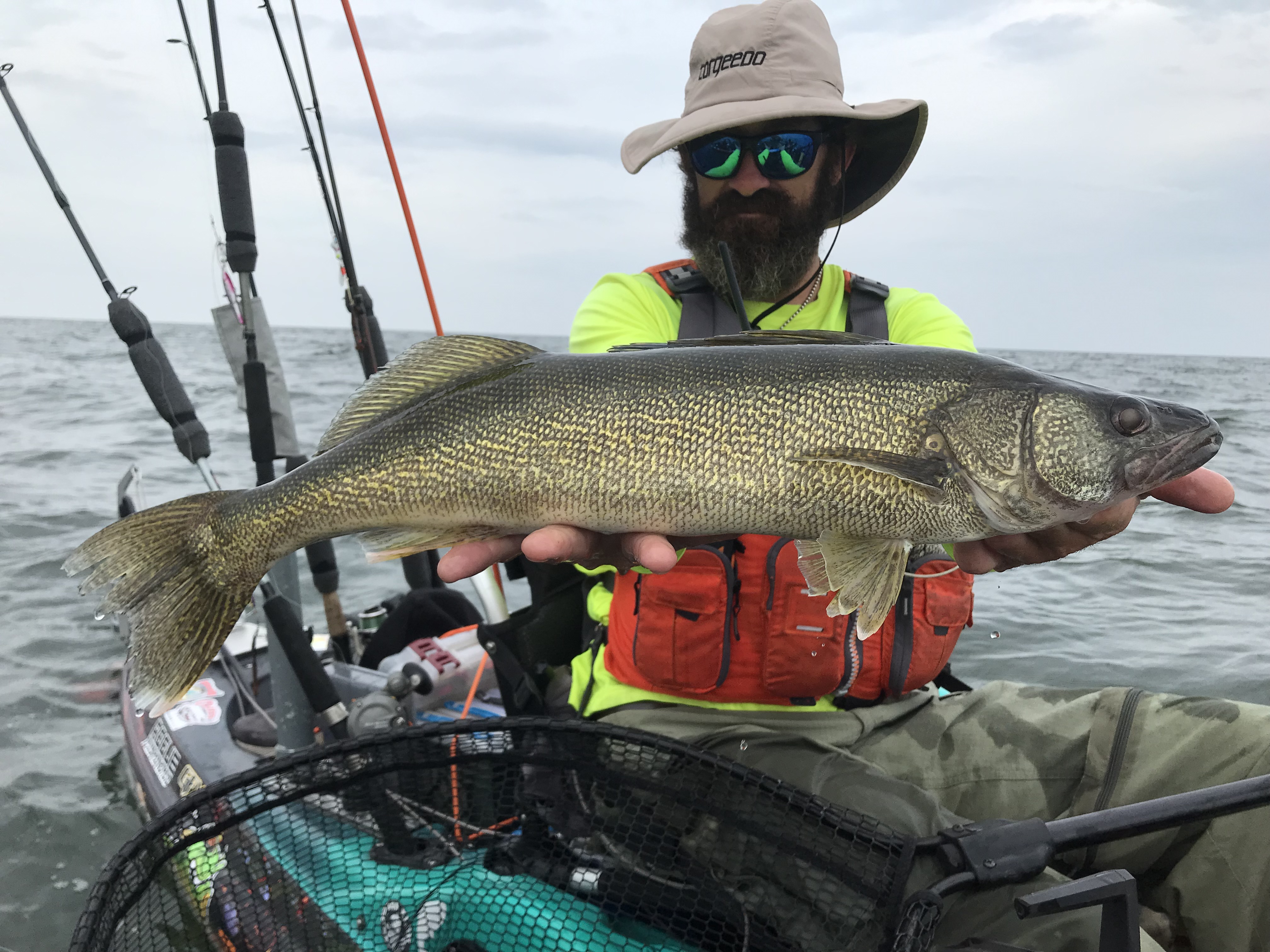 Nice Great Lakes Walleye caught by Chuck Earls from a kayak