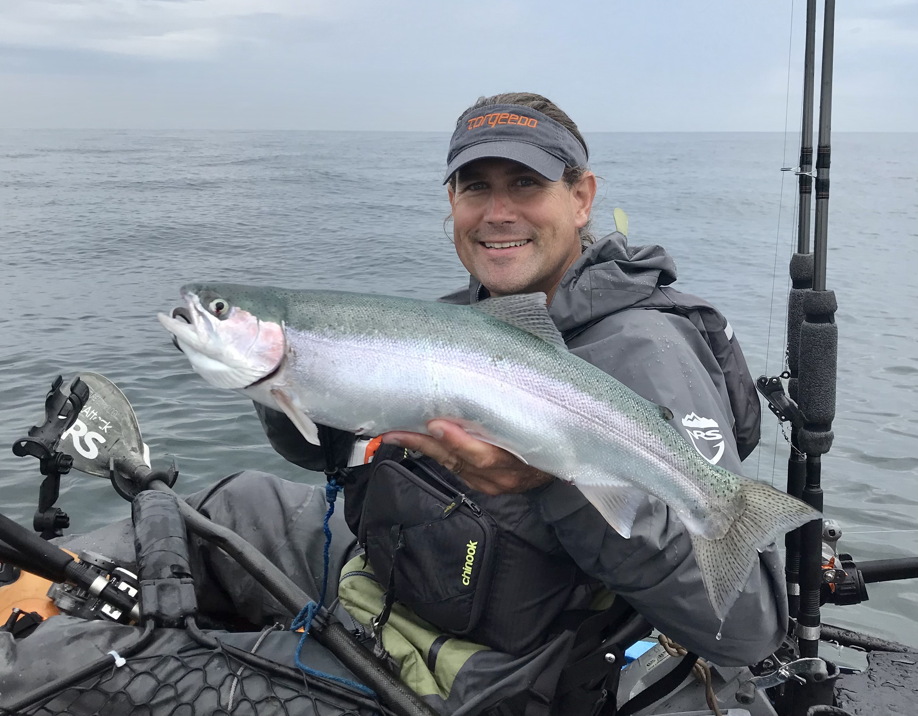 Great Lakes Steelhead caught from ATAK 140 Fishing Kayak