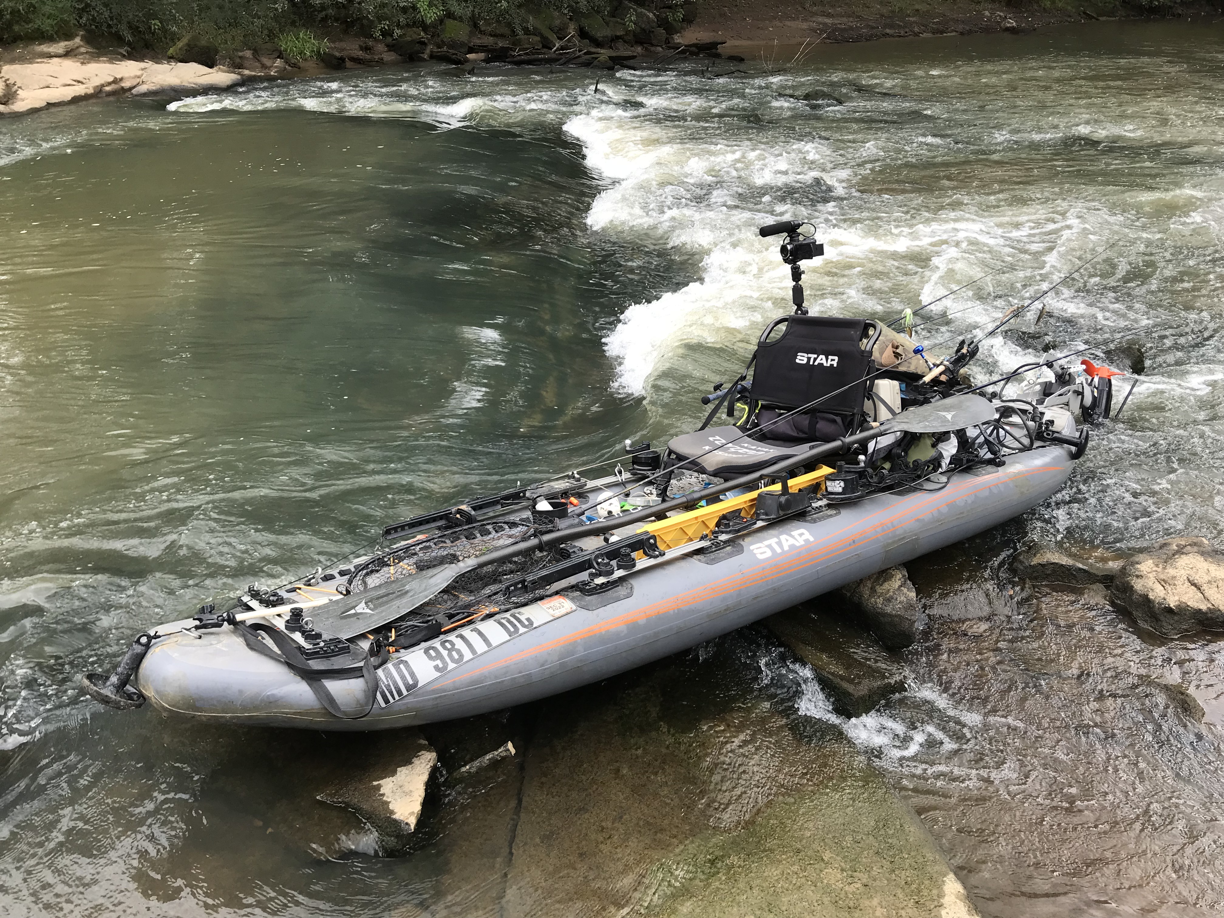 River Fishing with an Star Inflatable kayak and torqeedo motor