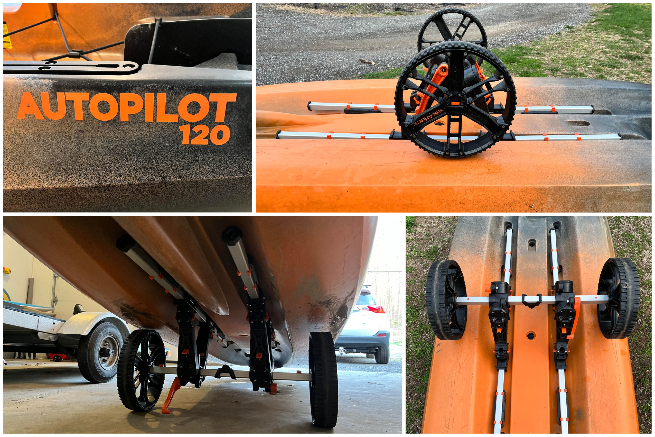 Old Town Sportsman AutoPilot 120 with YakAttack TowNStow BarCart Kayak Cart