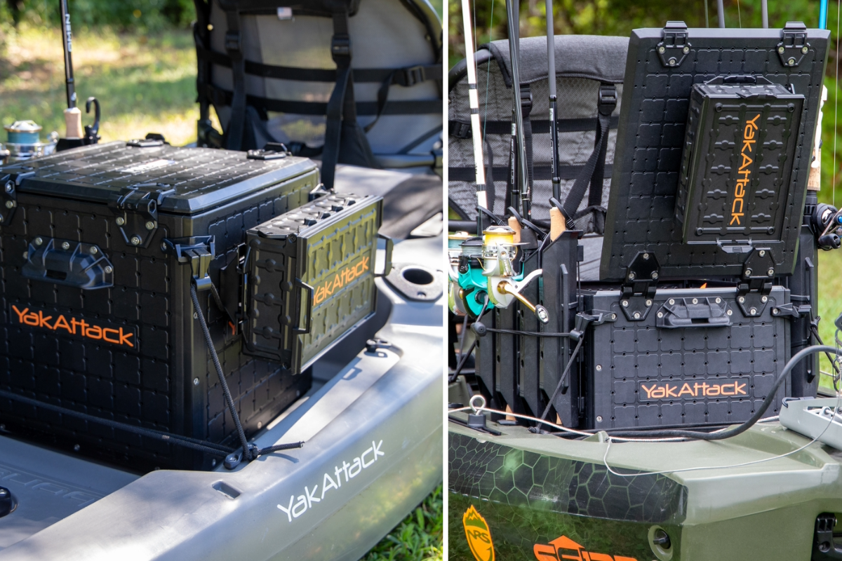 YakAttack TracPak mounted to the BlackPak kayak fishing crate